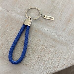 Blue Braided Keychain with Silver Accents